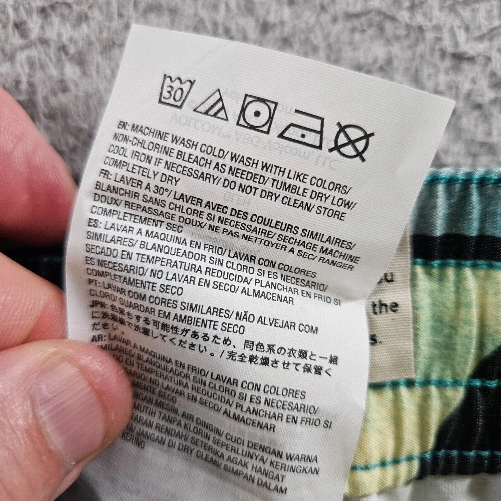 NWT Volcom‎ Stoneys Board Shorts Swim Trunks Men Small Geometric Green Black - Picture 6 of 11